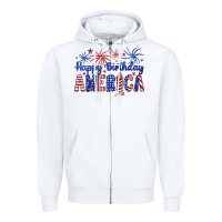 White happy birthday america Zipper Hoodie - Artiststas