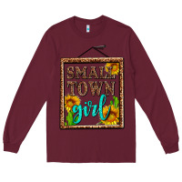 Burgundy small town girl olivia Long Sleeve Tee - OliviaCreatesArt