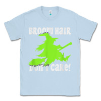 Dusty Blue witches saying broom hair dont care halloween camper joke Classic Tee - longCreatives