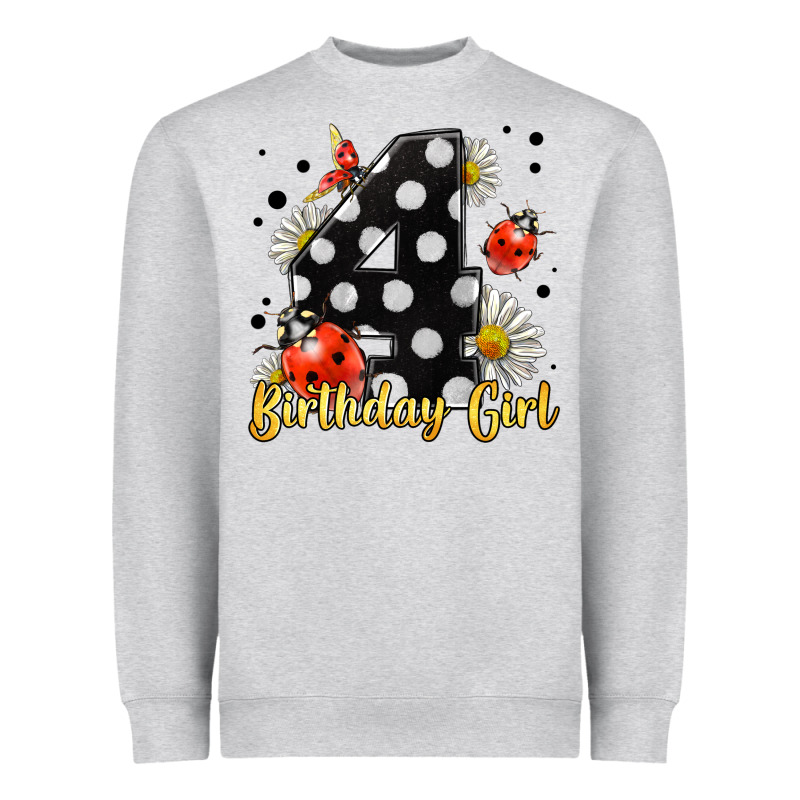 Ladybug Birthday Girl Age 4 Heavyweight Sweatshirt by LillyAllenDesigns | Teevron
