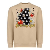 Mushroom ladybug birthday girl age 4 Heavyweight Sweatshirt - LillyAllenDesigns