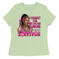 Matcha i fought for my life and i won afro woman Ladies Tee - NancyCooperArtShop