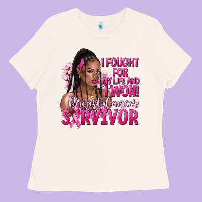 I Fought For My Life And I Won Afro Woman Ladies Tee Designed By Nancycooperartshop