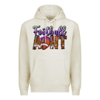Oatmeal Heather Football Aunt Premium Hoodie - CowhideDigitalArt
