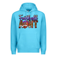 Ocean Blue Football Aunt Premium Hoodie - CowhideDigitalArt