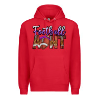 Red Football Aunt Premium Hoodie - CowhideDigitalArt