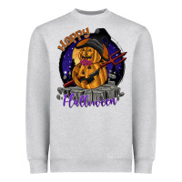 Heather Grey Happy Halloween Heavyweight Sweatshirt - SublimationCraftShop