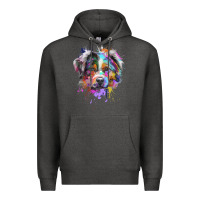 Charcoal Heather Splash Art Australian Shepherd   Aussie Lover Gifts Premium Hoodie - longCreatives
