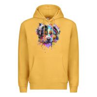 Mustard Splash Art Australian Shepherd   Aussie Lover Gifts Premium Hoodie - longCreatives