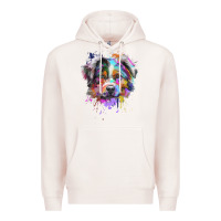 Pale Pink Splash Art Australian Shepherd   Aussie Lover Gifts Premium Hoodie - longCreatives