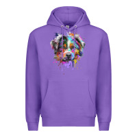 Purple Splash Art Australian Shepherd   Aussie Lover Gifts Premium Hoodie - longCreatives