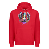 Red Splash Art Australian Shepherd   Aussie Lover Gifts Premium Hoodie - longCreatives