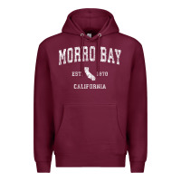 Burgundy Morro Bay California CA Vintage Athletic Sports Design Premium Hoodie - longCreatives