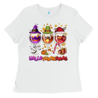 White Hallothanksmas wine glasses Ladies Tee - NancyCooperArtShop