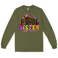 Army Green football sister Long Sleeve Tee - OliviaCreatesArt