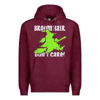 Burgundy witches saying broom hair dont care halloween camper joke Premium Hoodie - longCreatives