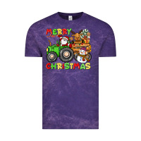 Cloud Purple merry christmas crew tractor Vintage Tee - CowGirlArtShop