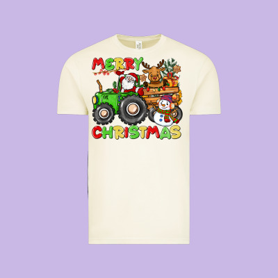 Merry Christmas Crew Tractor Vintage Tee Designed By Cowgirlartshop