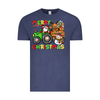 Vintage Denim merry christmas crew tractor Vintage Tee - CowGirlArtShop