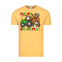 Vintage Mustard merry christmas crew tractor Vintage Tee - CowGirlArtShop