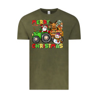 Vintage Olive merry christmas crew tractor Vintage Tee - CowGirlArtShop