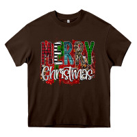 Chocolate Brown Merry Christmas Buffalo Plaid Leopard Heavy Core Tee - Bettercallsaul