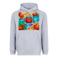 Heather Grey crab Heavyweight Hoodie - BarkalooDesign