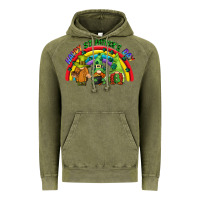 Vintage Olive Happy St. Patrick's Day rainbow gnomes Vintage Hoodie - CowGirlArtShop