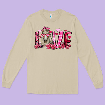 Valentines Day Love Horse Long Sleeve Tee Designed By Oliviacreatesart