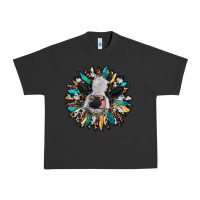 Pigment Black baby cow with sunflower Urban Heavy Tee - RanaPortraitStore