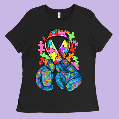 Autism Awareness With Boxing Gloves Ladies Tee Designed By Nancycooperartshop