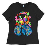Black autism awareness with boxing gloves Ladies Tee - NancyCooperArtShop