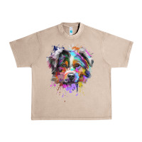 French Oak Splash Art Australian Shepherd   Aussie Lover Gifts Urban Heavy Tee - longCreatives