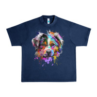 Navy Splash Art Australian Shepherd   Aussie Lover Gifts Urban Heavy Tee - longCreatives