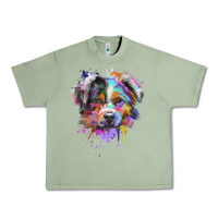 Oil Green Splash Art Australian Shepherd   Aussie Lover Gifts Urban Heavy Tee - longCreatives