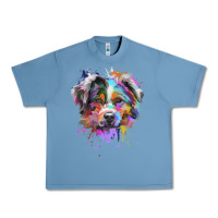Pebble Blue Splash Art Australian Shepherd   Aussie Lover Gifts Urban Heavy Tee - longCreatives