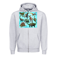 Heather Grey dinosaurs tumbler Zipper Hoodie - Artiststas