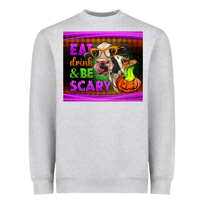 Eat Drink And Be Scary Cow Heavyweight Sweatshirt by LillyAllenDesigns | Teevron