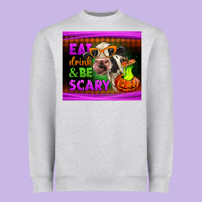 Eat Drink And Be Scary Cow Heavyweight Sweatshirt Designed By Lillyallendesigns