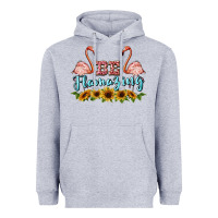 Heather Grey be flamezing flamingo Heavyweight Hoodie - BarkalooDesign