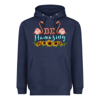 Navy be flamezing flamingo Heavyweight Hoodie - BarkalooDesign