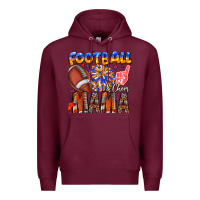 Burgundy football mama Premium Hoodie - CowhideDigitalArt
