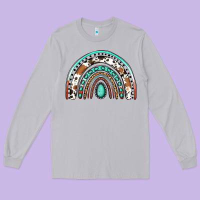 Western Rainbow Long Sleeve Tee Designed By Jasminsmagicworld