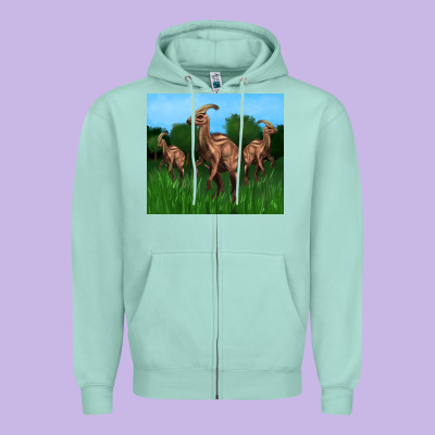 Parasaurolophus Zipper Hoodie Designed By Artiststas