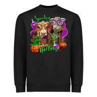Black spooky halloween cows Heavyweight Sweatshirt - LillyAllenDesigns