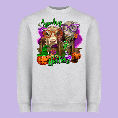 Spooky Halloween Cows Heavyweight Sweatshirt Designed By Lillyallendesigns