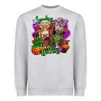Heather Grey spooky halloween cows Heavyweight Sweatshirt - LillyAllenDesigns