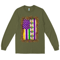Army Green mardi gras usa flag leopard Long Sleeve Tee - OliviaCreatesArt