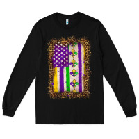 Black mardi gras usa flag leopard Long Sleeve Tee - OliviaCreatesArt