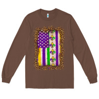 Chestnut mardi gras usa flag leopard Long Sleeve Tee - OliviaCreatesArt